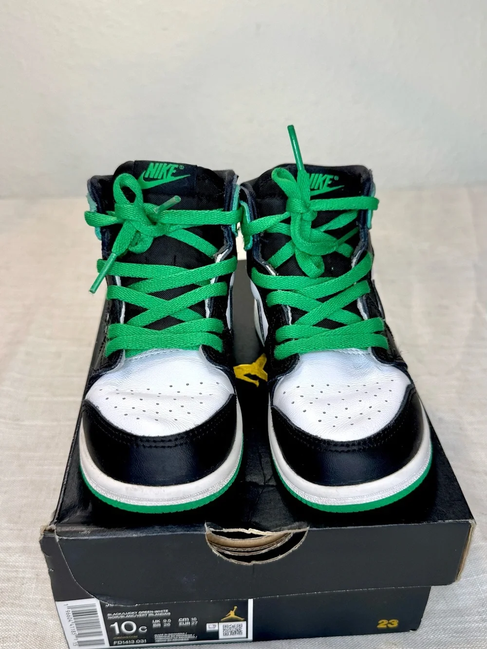 Nike Air Jordan 1 High Kids Shoes - Lucky Green/Black/White